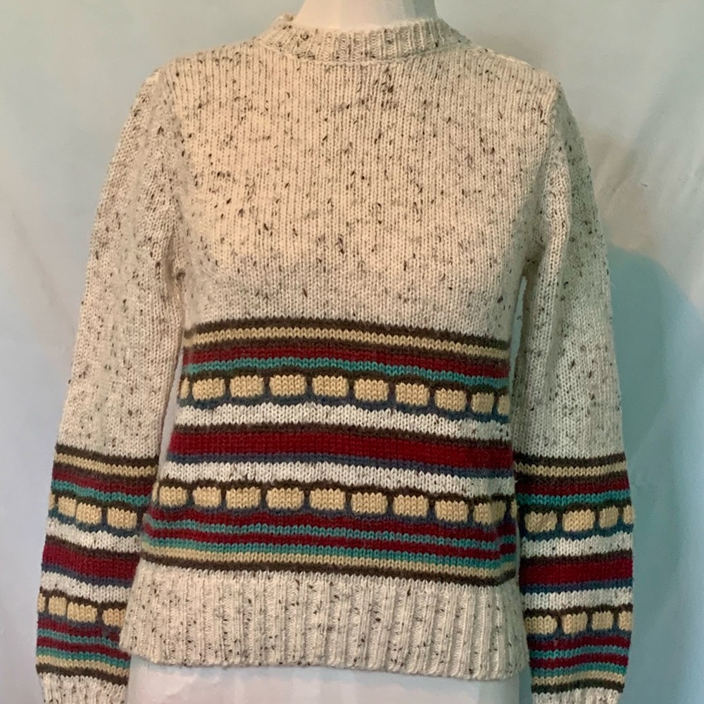 JUNIORITE VINTAGE Hand Knit Pullover Sweater - Wool- Long Sleeve - Woman’s Sz M